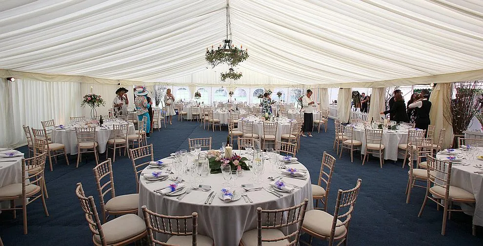 A table laid with Shipseys china, glassware and linen