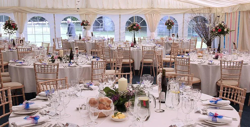 Tables dressed with Shipseys linen and glassware